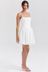 white broderie anglais mini dress