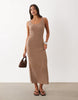 AWARE textured knit midi dress in portabella