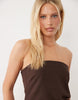 linen blend clean column maxi dress in chocolate