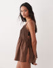 Rita pleated beach cover up in chocolate
