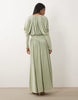 Daska ruched drop asymmetric waist with keyhole maxi dress in sage