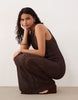 YAS zigzag crochet high neck sleeveless midi dress in chocolate