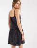 Pieces drop waist cotton embroidered mini dress in black