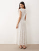 ARRANGE broderie drawstring detail trapeze maxi dress in white