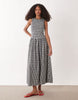 Accessorize shirred drop waist dress in black stripe