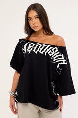 Neovision Venomous Off Shoulder Relaxed Tee Black