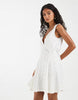 Object broderie fit and flare mini dress in white