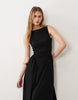 slash neck jersey midaxi dress in black