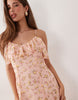 YAS frill trim cami maxi dress in pink floral print