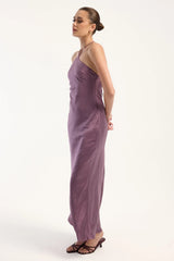 Perfect Stranger Bonnie Satin Maxi Dress Deep Mauve