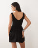 corset waist mini dress in black