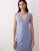 square neck button down midi sundress in denim blue