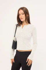 Motel Delano Top White Micro Polka Black