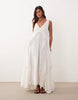 ARRANGE broderie ruffled V-neck maxi dress in white
