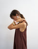 Topshop cotton poplin ruched neck maxi sundress in chocolate