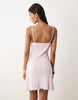 Miss Selfridge ribbed fit and flare mini dress with lace trim in pink