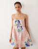 Abercrombie & Fitch ruched mini dress with built in shorts in floral striped print