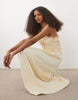 shirred cami midi sundress in buttermilk