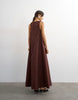 Topshop cotton poplin ruched neck maxi sundress in chocolate