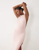 Oh Polly modal halter neck open back detail lace trim maxi dress in blush pink