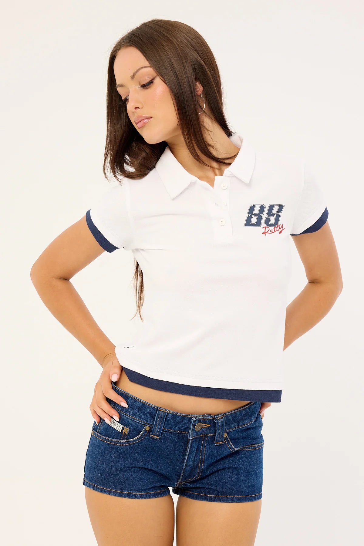 Rusty Mock Layer Polo Mini Tee White