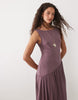 soft touch jersey drape detail midi dress in mauve