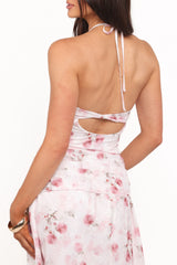 Lelia Halterneck Midi Dress - Pink Floral
