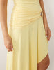 Murci high neck gathered waist gold hardware detail maxi dress in yellow