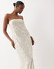 South Beach glitter lace bandeau maxi dress in white