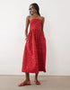 Abercrombie & Fitch strapless midi dress in red polka dot print