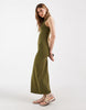 ribbed tank midi dress in khaki