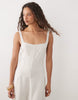 linen blend seam detail maxi dress in natural