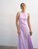 Topshop linen rich dropped waist full circle hem midi dress in lilac