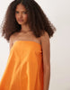 cotton linen bandeau mini sundress in tangerine orange