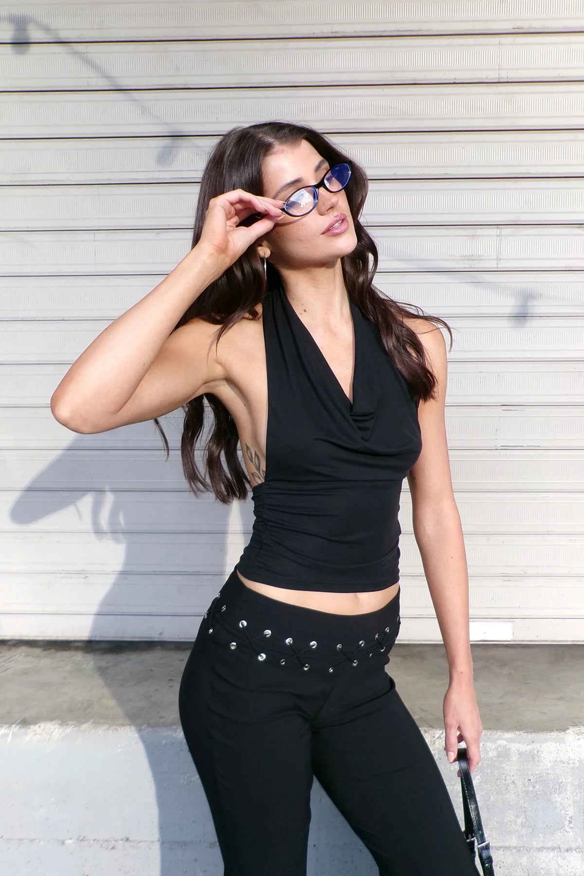 Motel Nyra Top Cupro Black