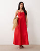 Miss Selfridge corset maxi dress in red