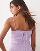 crinkle maxi sundress with shirred dropped waist in lilac
