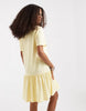 Pieces drop waist short sleeve mini dress in pale yellow
