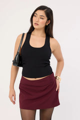 Luck & Trouble Marcia Mid Rise Mini Skirt Burgundy