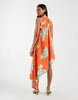 asymmetric hem volume mini dress in print