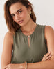 JDY linen blend pleated mini dress in khaki