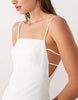 Mango starring Hailey Bieber square neck strappy mini dress in white
