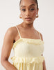Tall lace trim tiered crinkle cami midi dress in buttermilk