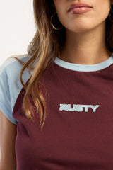 Rusty Bradley Mini Cap Sleeve Tee Burgundy