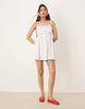 eyelet cami button through mini dress in white