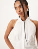 sleeveless mini shirt dress in white