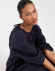 & Other Stories volume cinch sleeve midi dress in dark navy