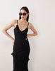 Esmée strappy maxi beach dress with ruffle detail in black