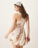 crinkle scoop neck tiered mini dress in vintage floral print