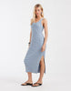 & Other Stories ribbed striped knit maxi dress in blue and white